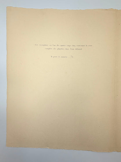 Limitation copy # 73 page from the art portfolio 'Images d'Alger' by Alfred Figueras and Andre Gide. 