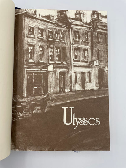 Page with Illustration of row houses  from "Ulysses" by James Joyce