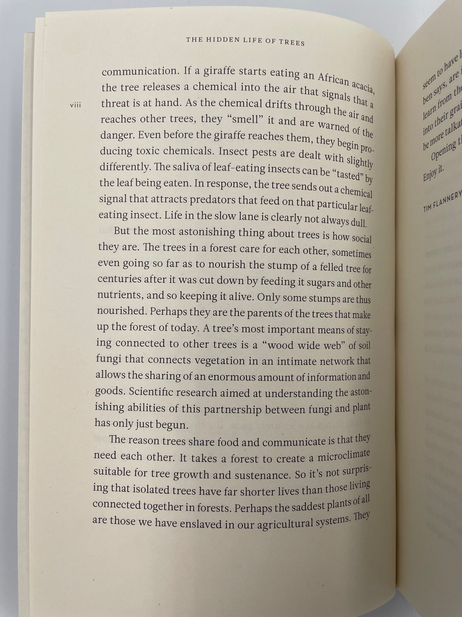 Foreward page continued from 'The Hidden Life of Trees' by Peter Wohlleben.