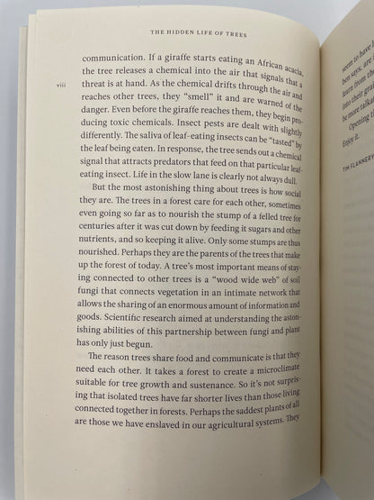 Foreward page continued from 'The Hidden Life of Trees' by Peter Wohlleben.