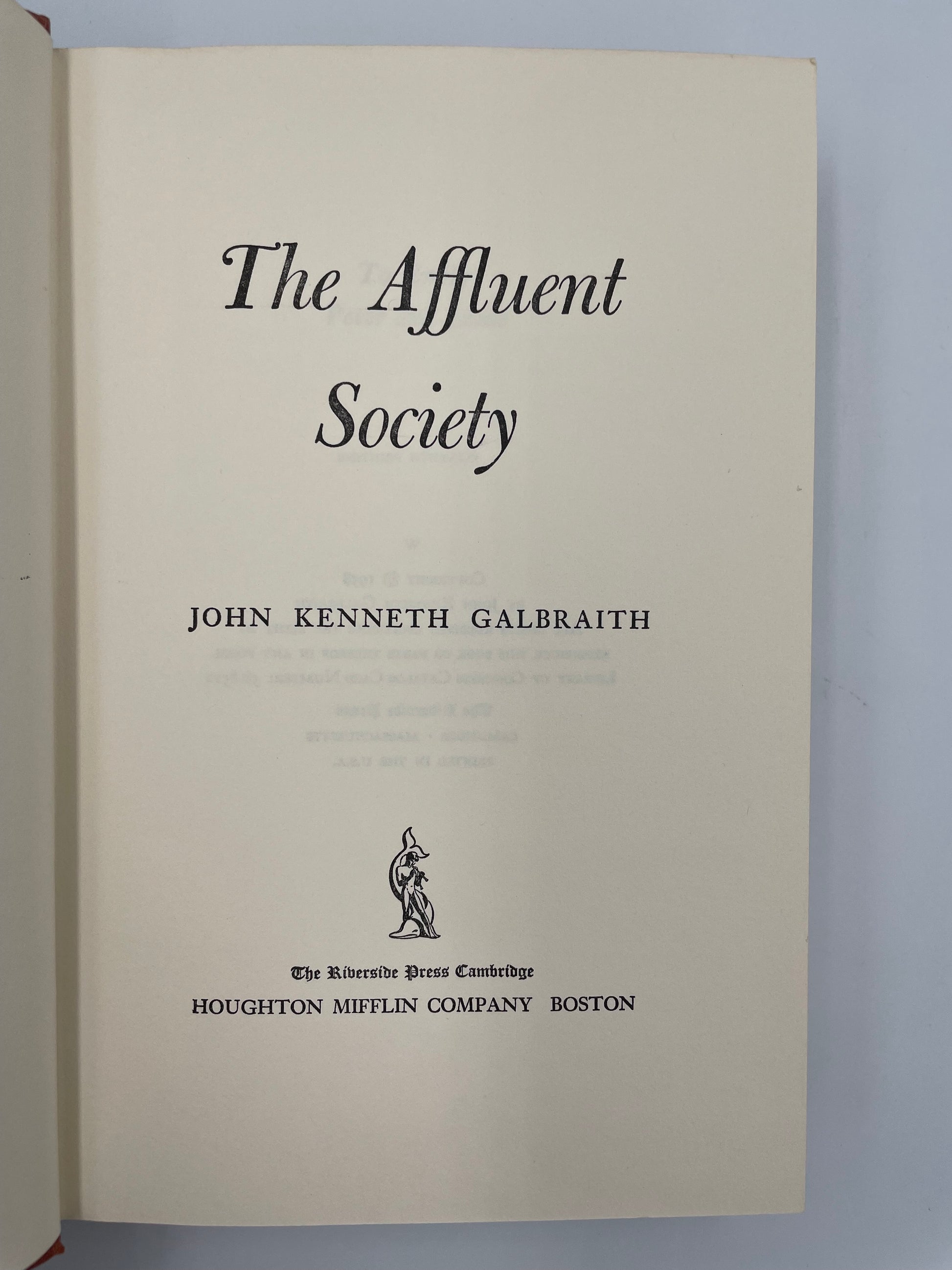 Title page of ‘The Affluent Society’ by John Kenneth Galbraith