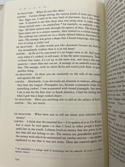 Page 334 from the book ‘Adieux: A Farewell to Sarte’ by Simone de Beauvoir.