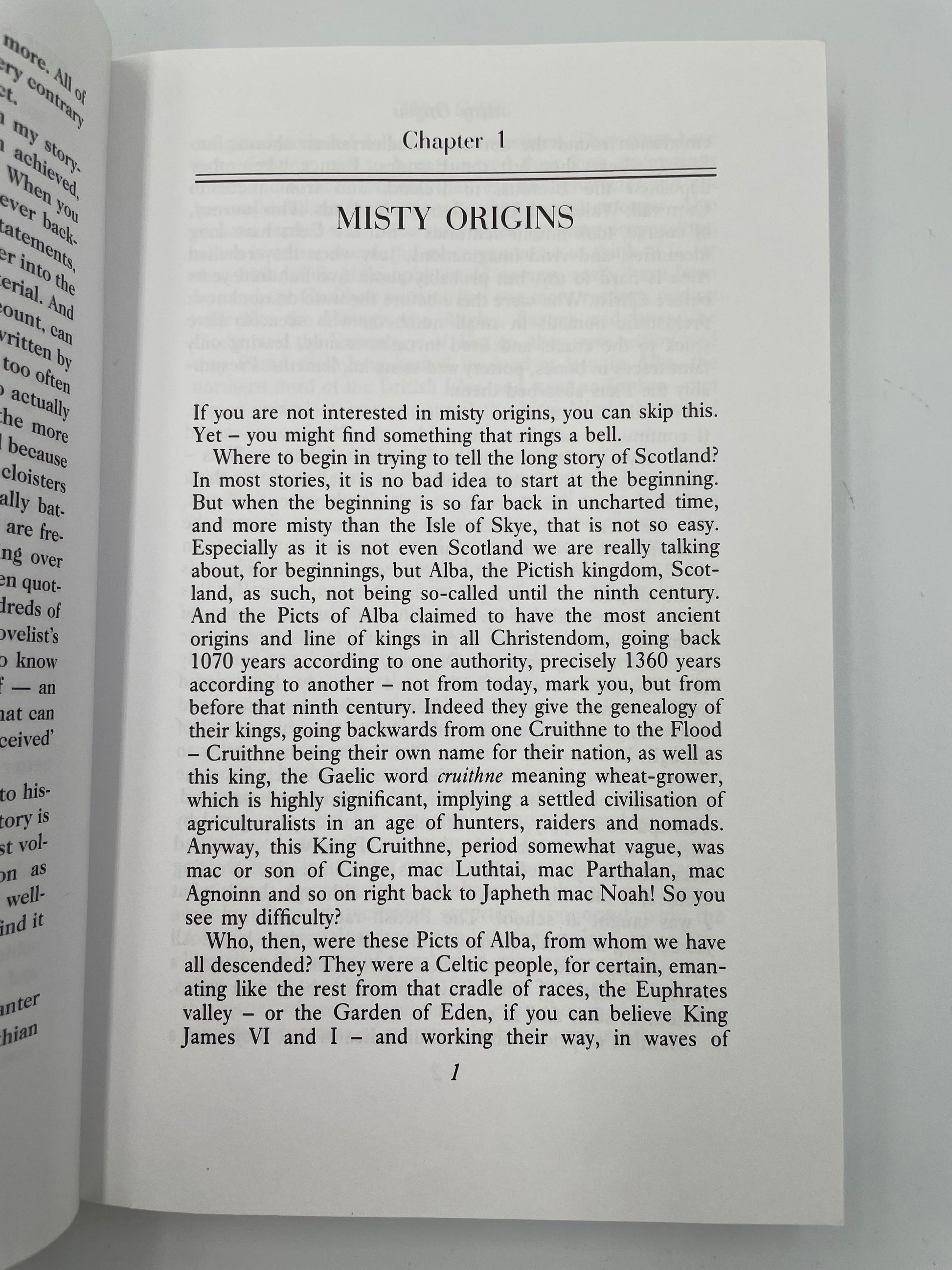 Page one chapter 1 from book ‘The Story of Scotland’ by Nigel Tranter.