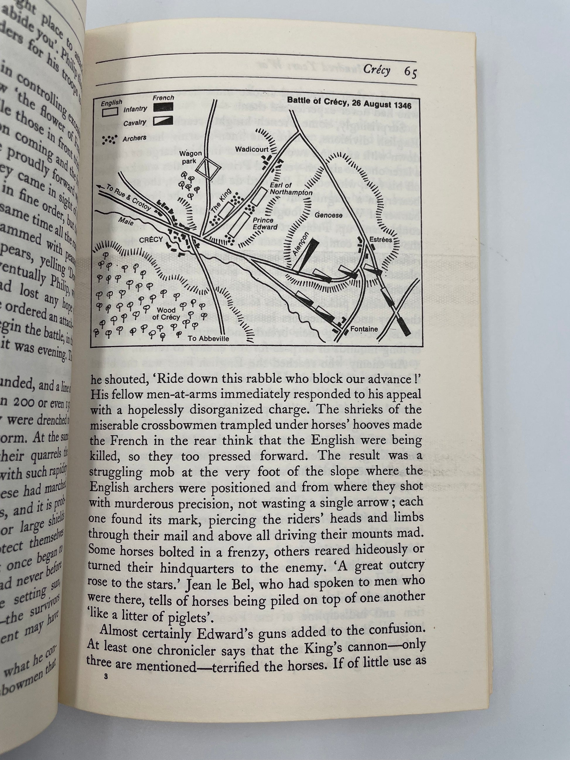 Random page 65 with illustration of the battle of Cressy from ‘A Brief History of The Hundred Years War’ by Desmond Seward