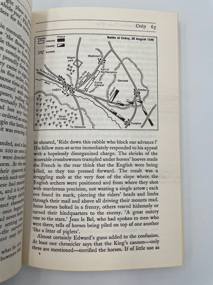 Random page 65 with illustration of the battle of Cressy from ‘A Brief History of The Hundred Years War’ by Desmond Seward