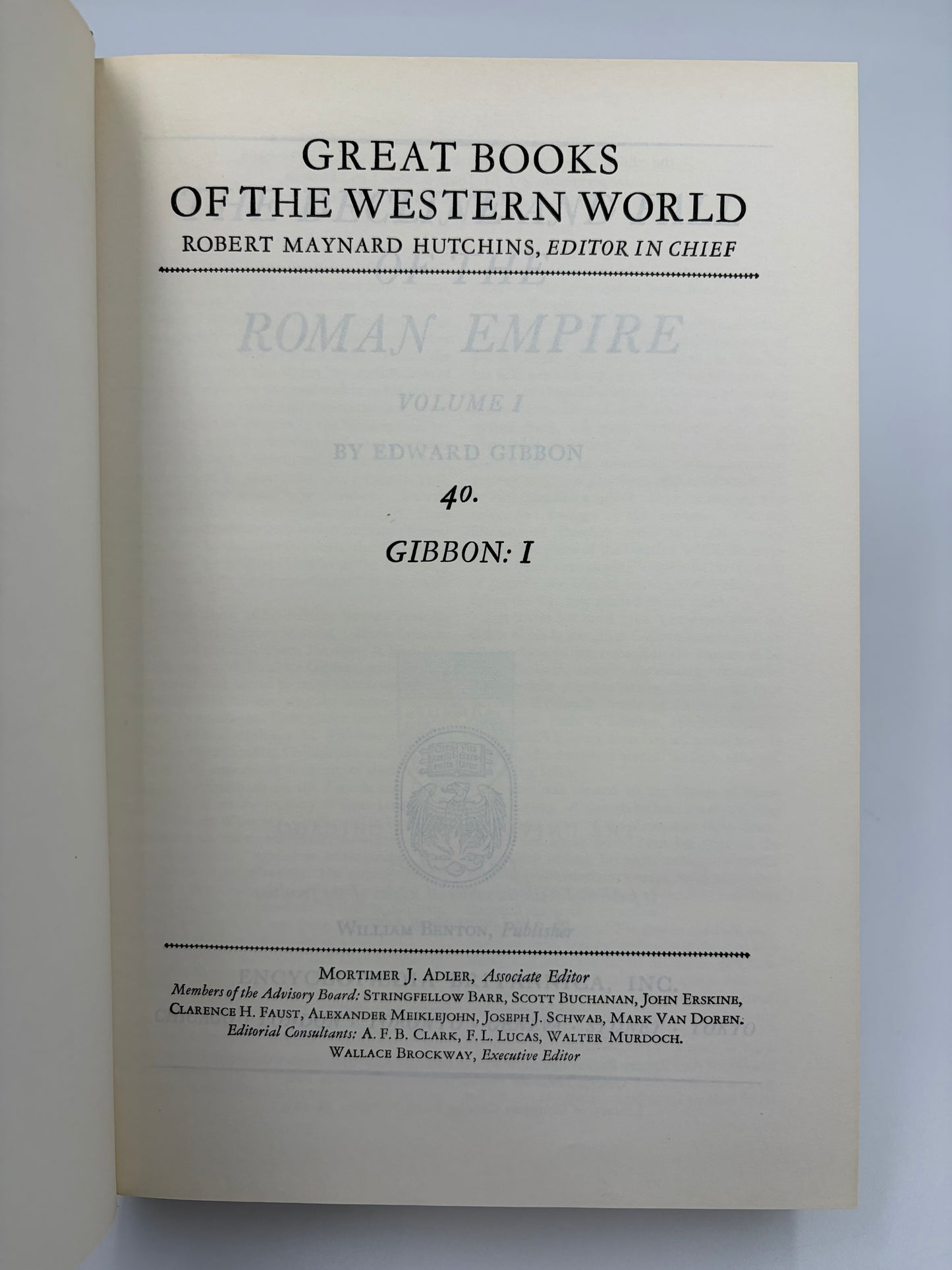 Page from 'Great Books of the Western World: Roman Empire, Volume I' by Edward Gibbon