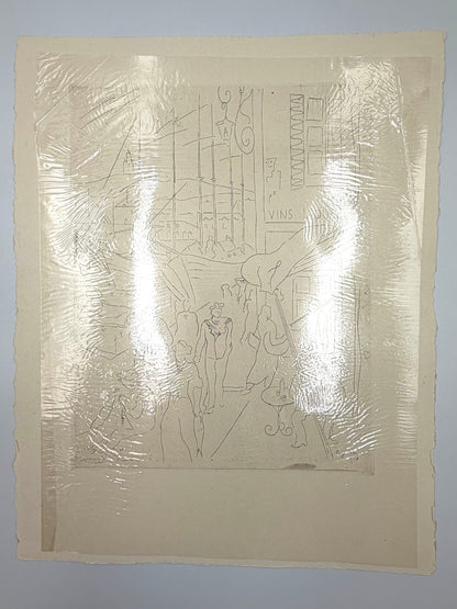 Plate #1 titled 'Depart de Marseille' from the art portfolio 'Images d'Alger' by Alfred Figueras and Andre Gide. 