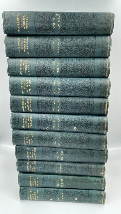 Stacked volumes of Masterpieces of the World's Literature Vol. 1–10 (1898)