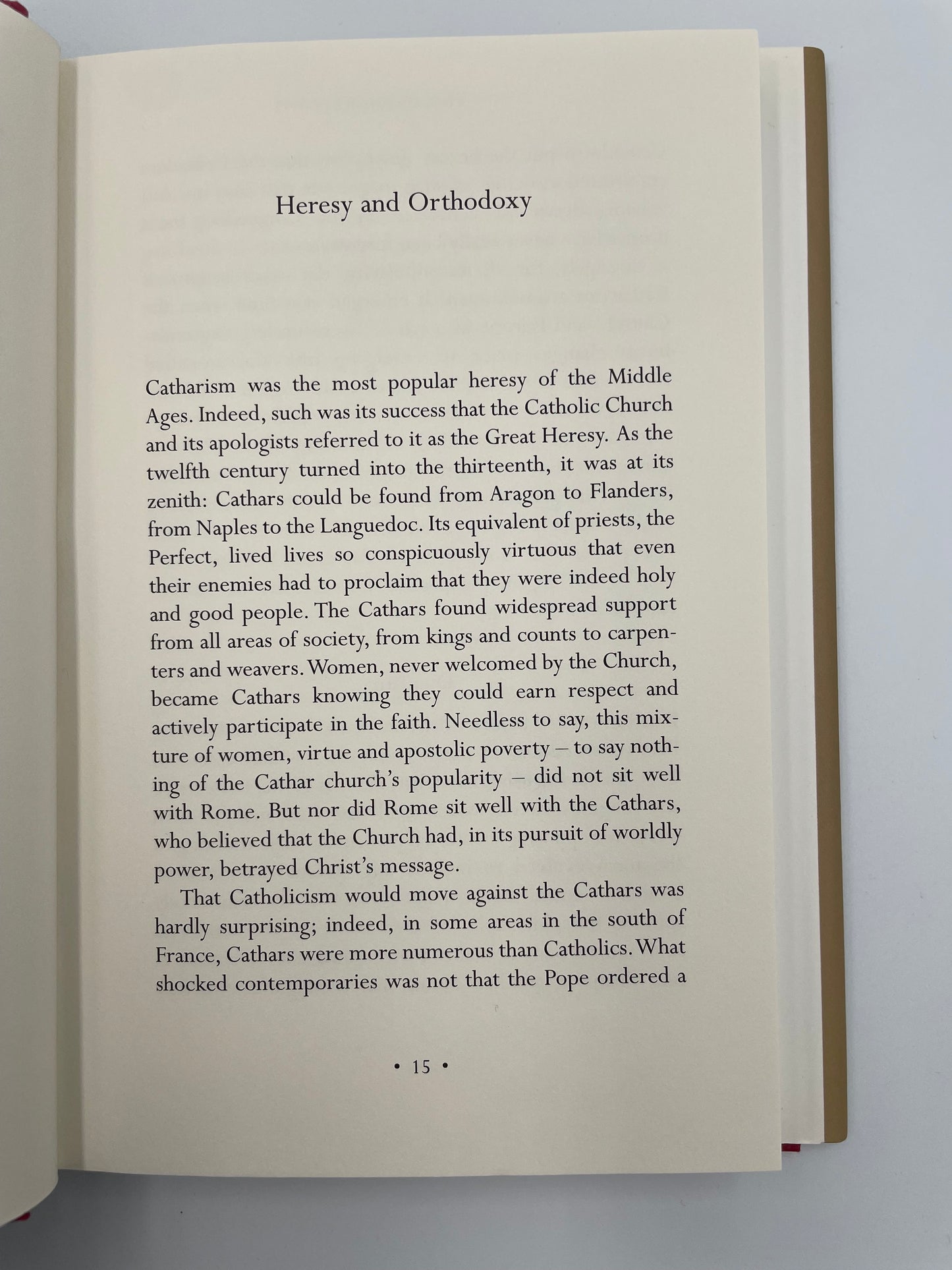 Page at beginning of book with text from 'The Cathars: The Most Successful Heresy of the Middle Ages' by Sean Martin.