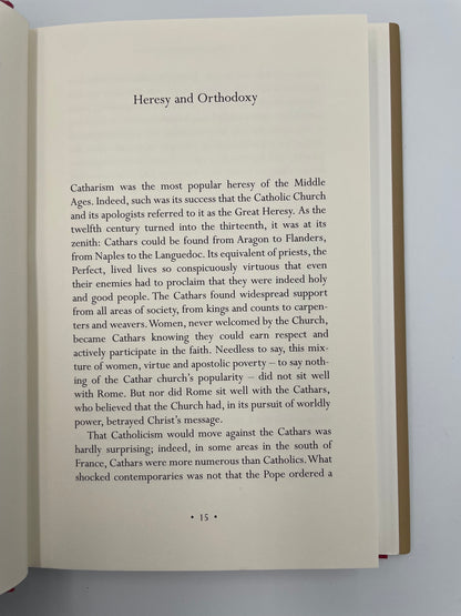 Page at beginning of book with text from 'The Cathars: The Most Successful Heresy of the Middle Ages' by Sean Martin.