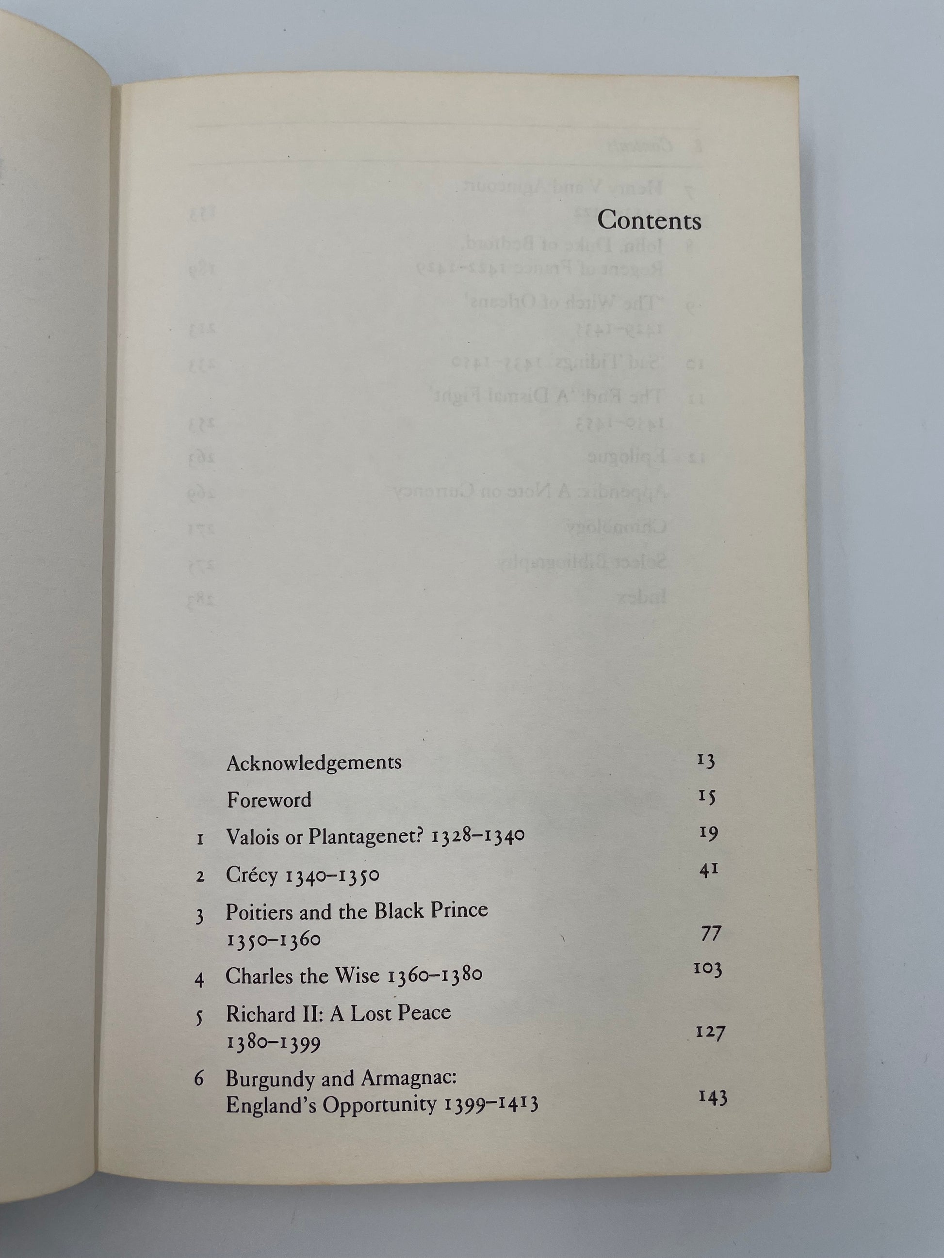 Contents table 1 from ‘A Brief History of The Hundred Years War’ by Desmond Seward