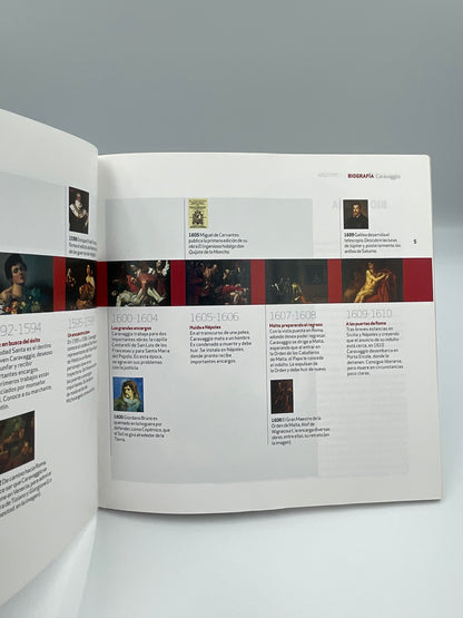 Page showing timeline of painters from "Grand Maestros de la Pintura" 