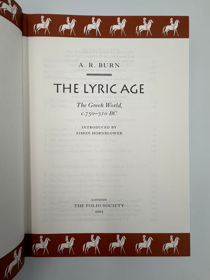 Title page of The Folio History of Ancient Greece:'The Lyric Age'