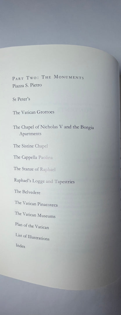 Page 2 of the contents page of "Masterpieces of the Vatican" by Oreste Ferrari