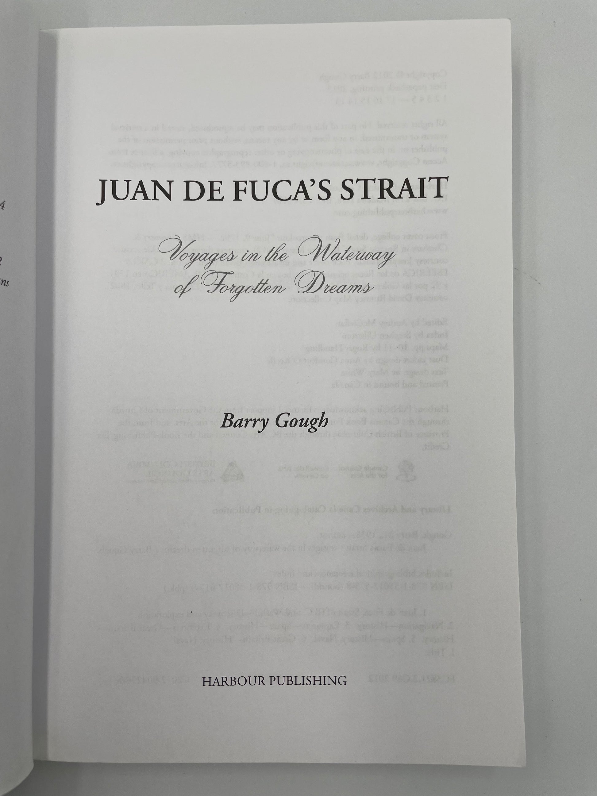 Title page of ‘Juan de Fuca's Strait’ by Barry Gough