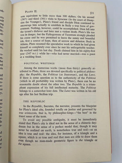 Page 21 on Plato from "Political Thought: Men & Ideas" by John A. Abbo (The Newman Press 1960)