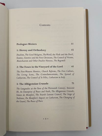 Table of contents on a white background of 'The Cathars: The Most Successful Heresy of the Middle Ages' by Sean Martin 