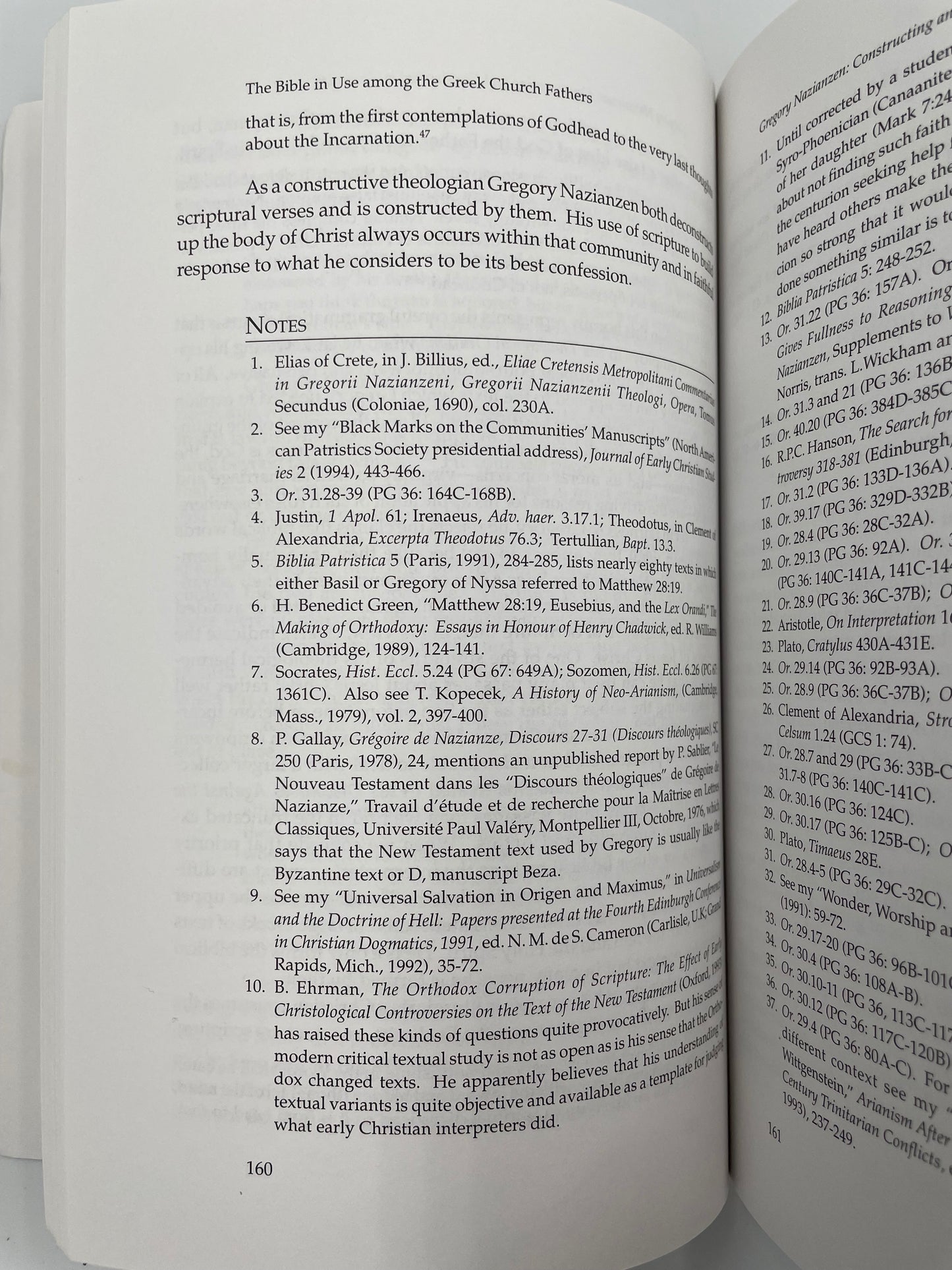 Random page 60 with bibliographical notes from 'The Bible in Greek Christian Antiquity'.