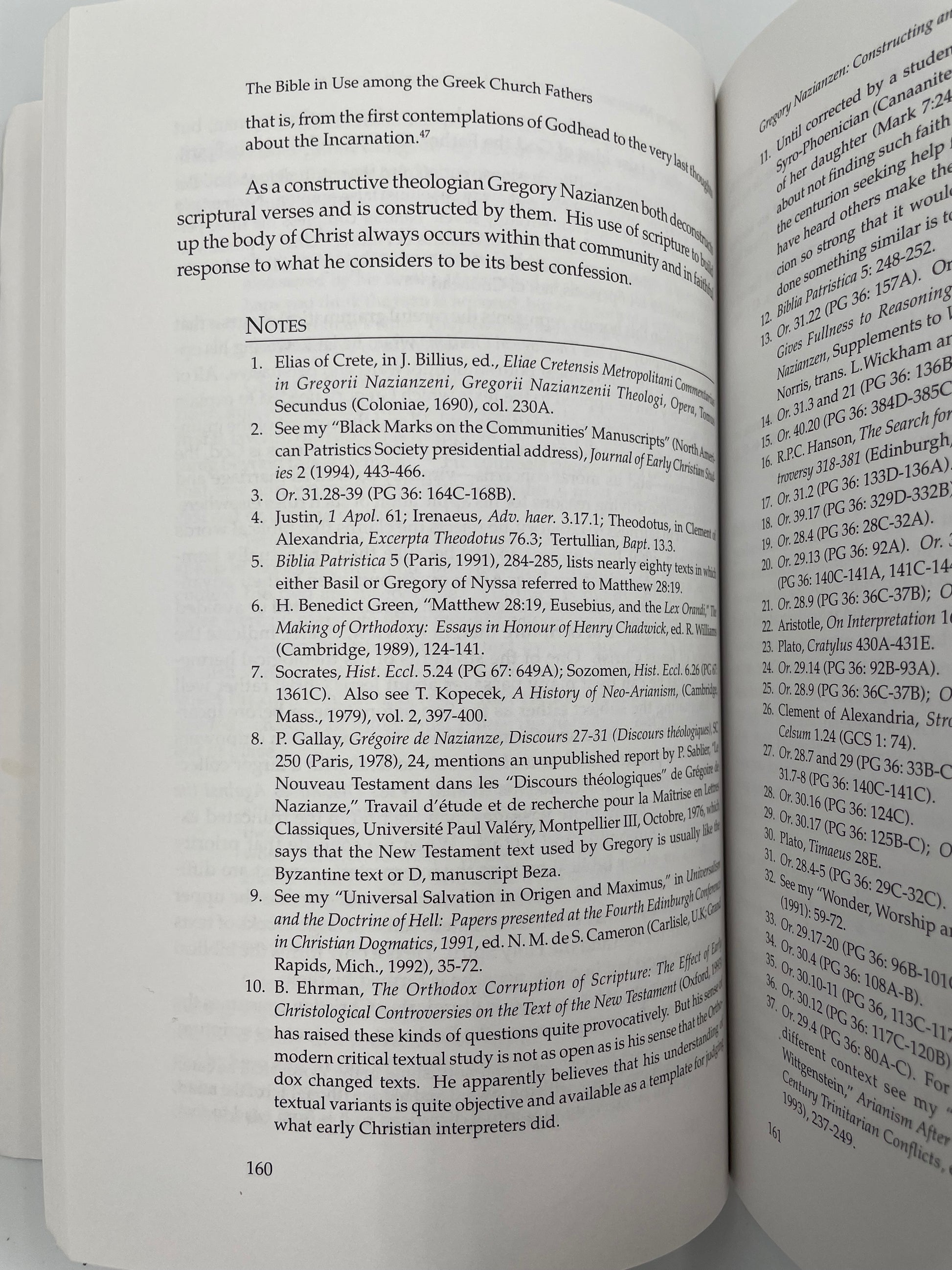 Random page 60 with bibliographical notes from 'The Bible in Greek Christian Antiquity'.
