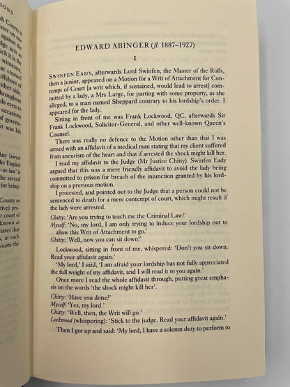 Random page of an anecdote on Edward Abinger from, 'The Oxford Book of Legal Anecdotes'.