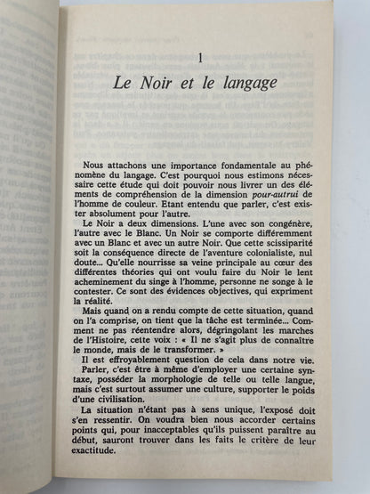 Chapter 1 page of "Peau Noire, Masques Blancs" by Franz Fanon