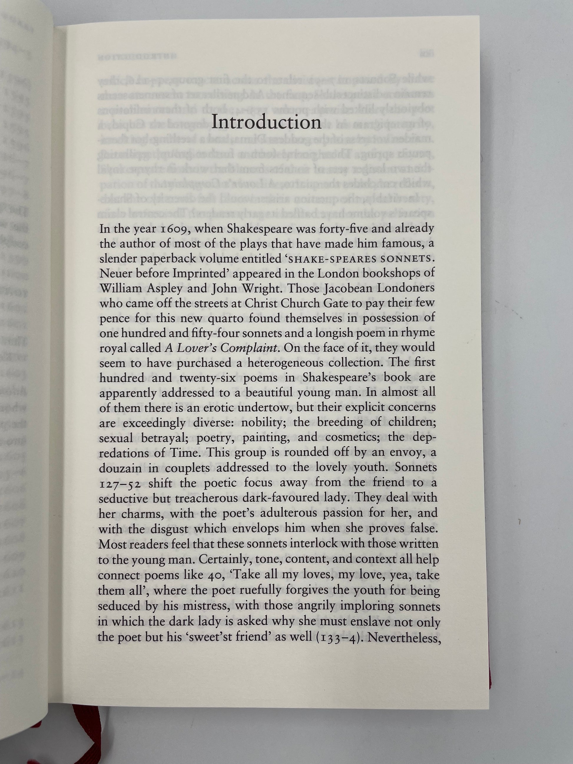 Introduction page from 'The Sonnets and A Lover’s Complaint' by William Shakespeare.