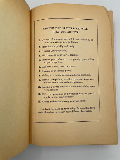 General contents page of 'How to Win Friends and Influence People'  by Dale Carnegie, 1st Edition