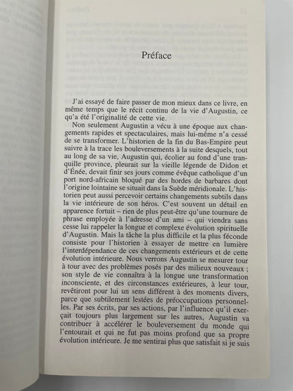 Preface page of 'La vie de Saint Augustin' by Peter Brown.
