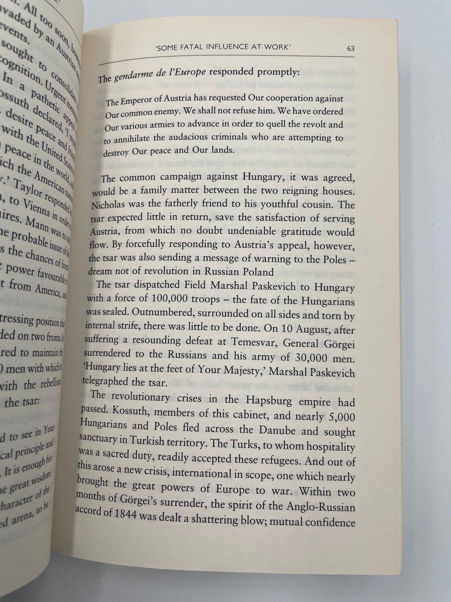 Open book with text on a white background. Random page from ‘ A Brief History of the Crimean War´ by Alexis Troubetzkoy