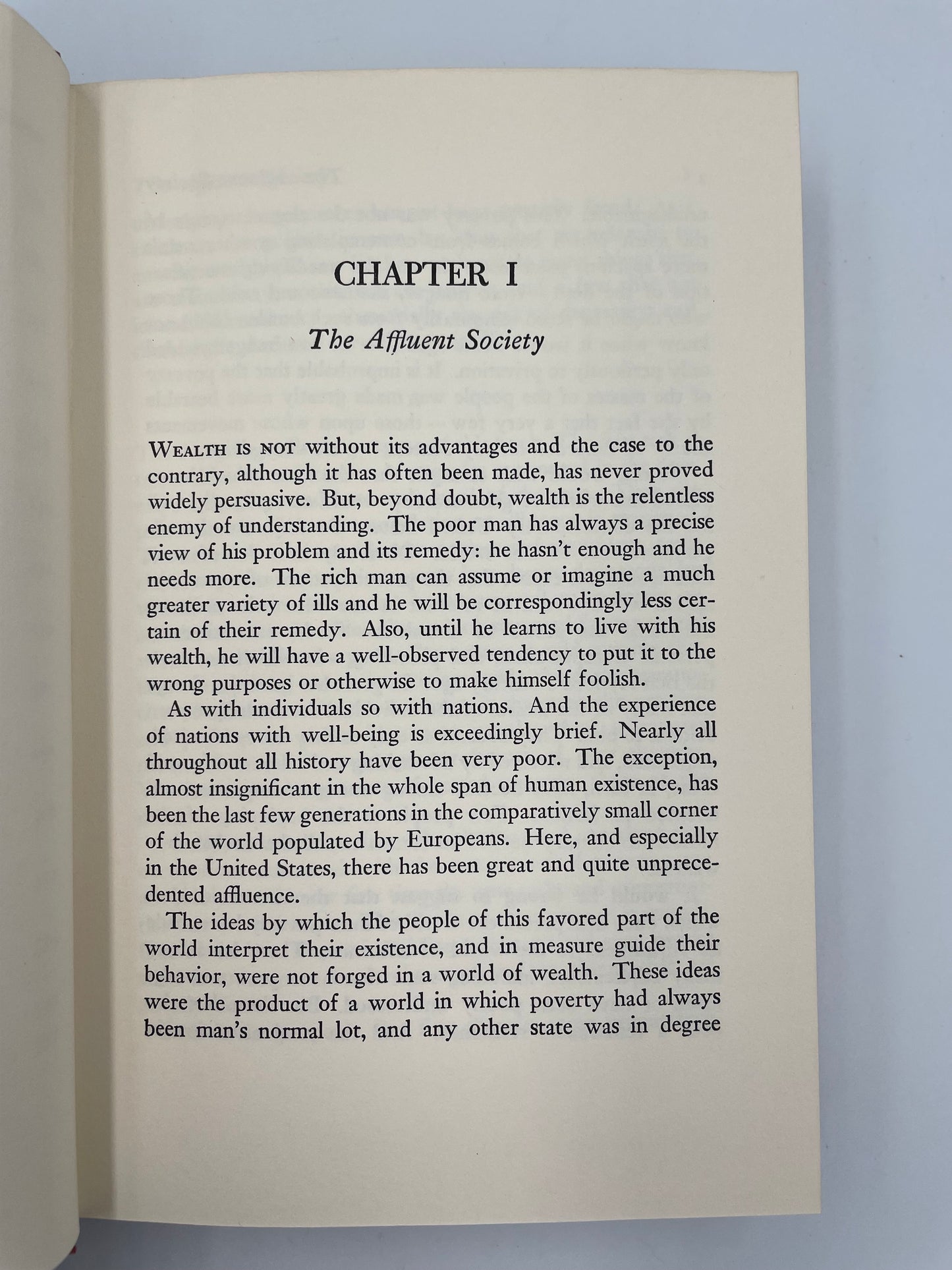 Chapter 1 page of ‘The Affluent Society’ by John Kenneth Galbraith