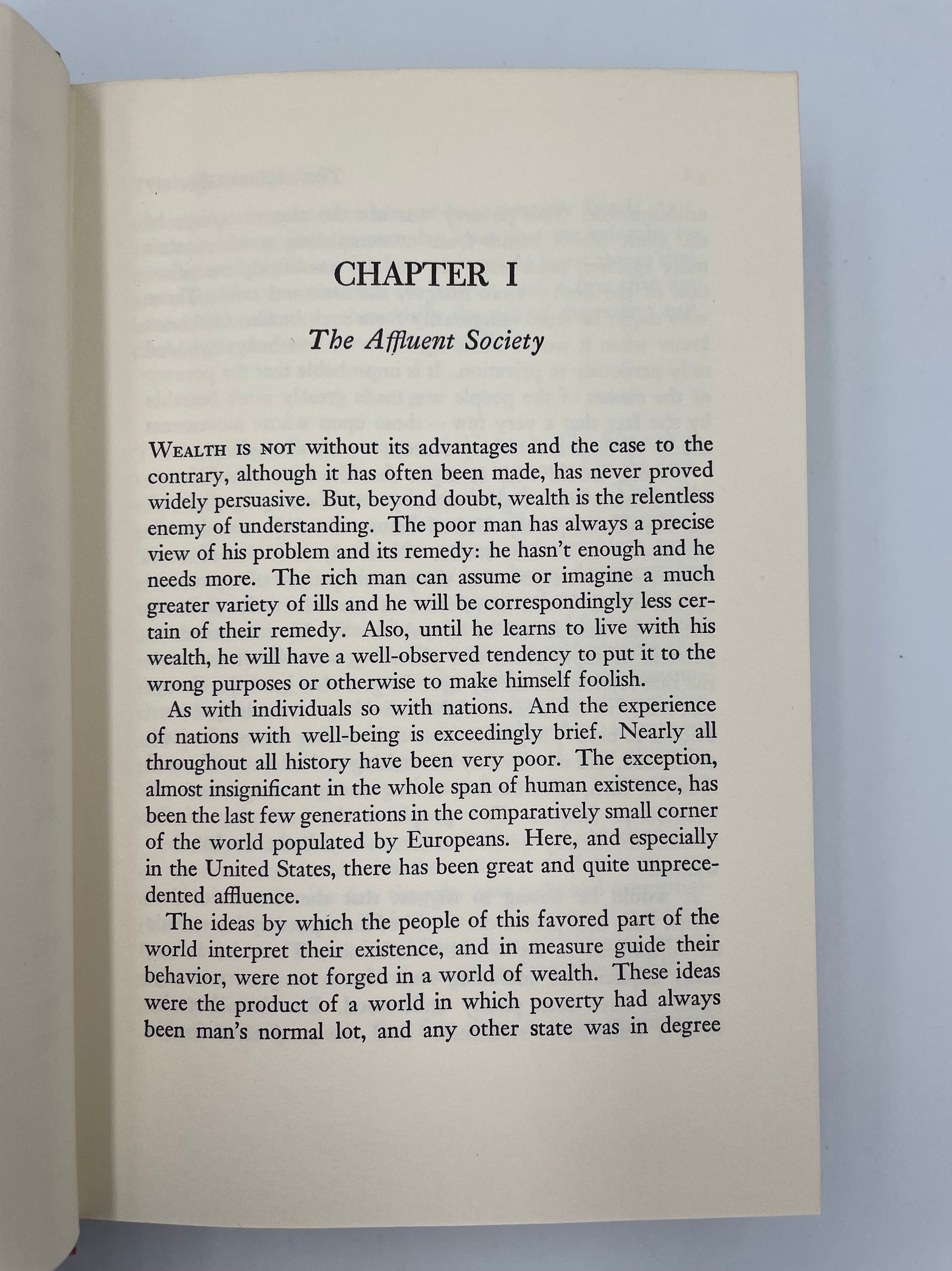 Chapter 1 page of ‘The Affluent Society’ by John Kenneth Galbraith