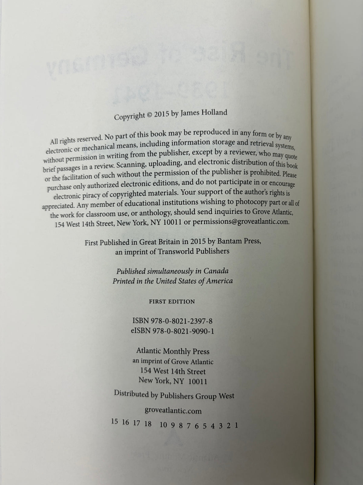 Copyright information page from 'The Rise of Germany 1939-1941  The war in the West'.