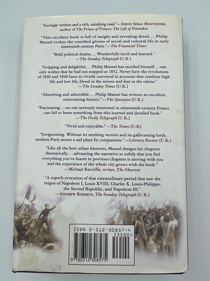 Back cover of "Paris Between Empires: Monarchy and Revolution 1814-1852" by Philip Mansel
