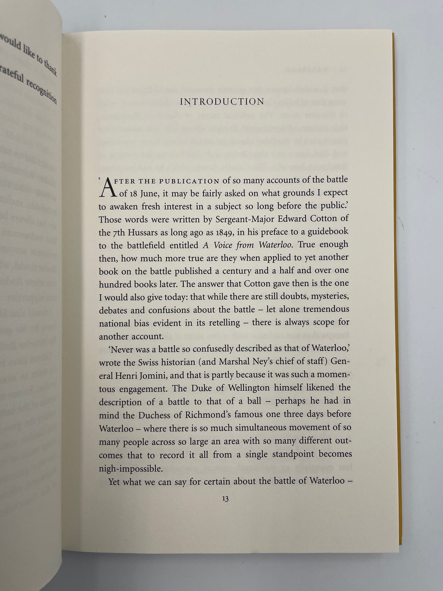 Introduction page from 'Waterloo' by Andrew Roberts.