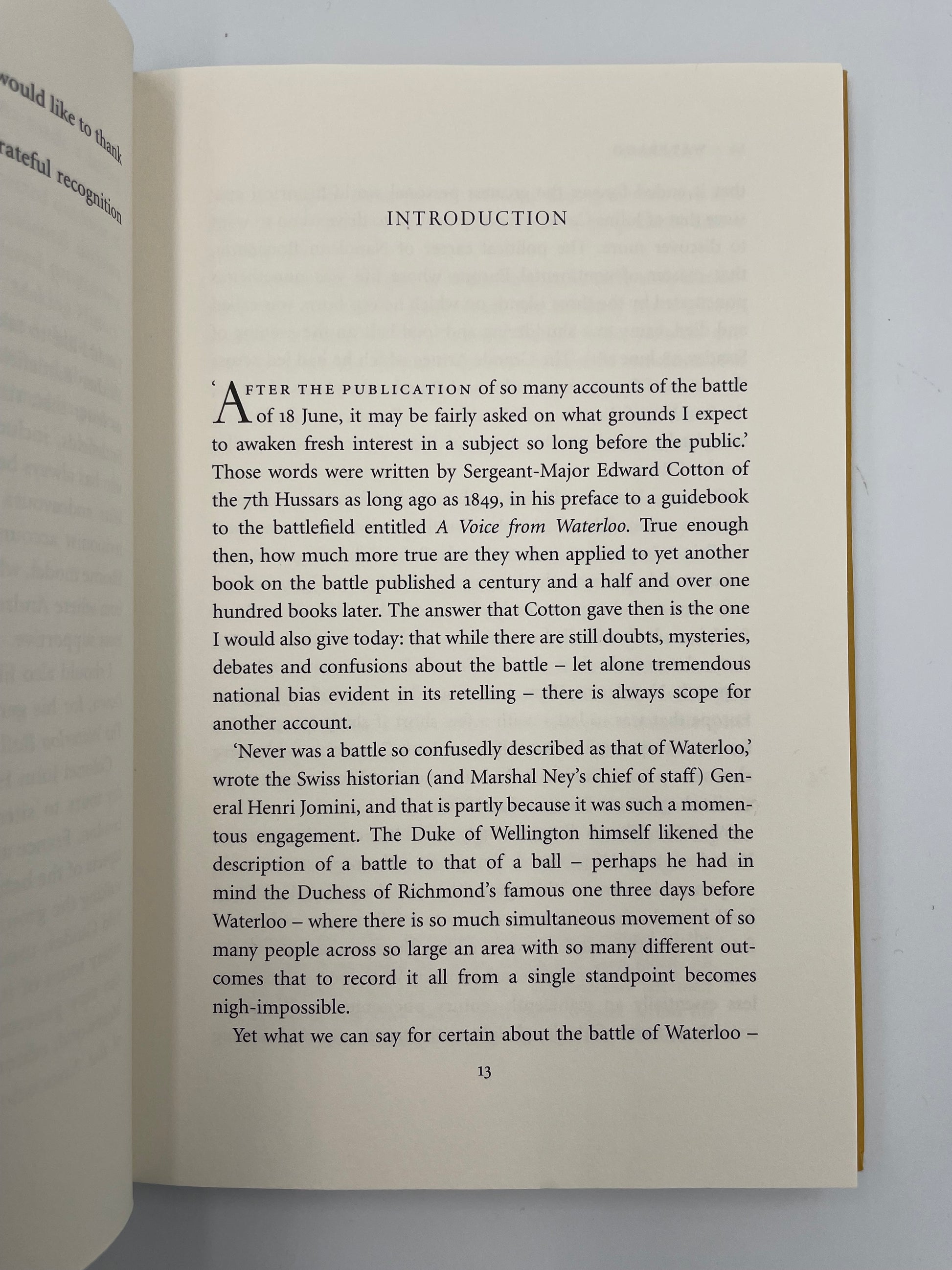 Introduction page from 'Waterloo' by Andrew Roberts.