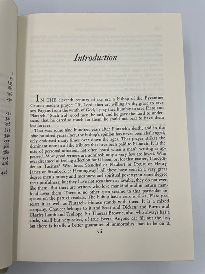 Intor page from "Plutarch. Selected Lives and Essays" (Classics Club 1951)