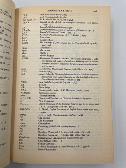  Abbreviations page on a plain background from ‘The Oxford Dictionary of Saints’ by David Hugh Farmer.