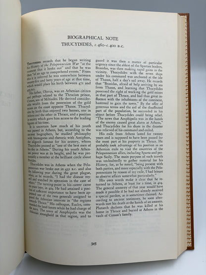 Biographical note page on Thucydides from 'The History of Herodotus and The History of the Peloponnesian War'. 