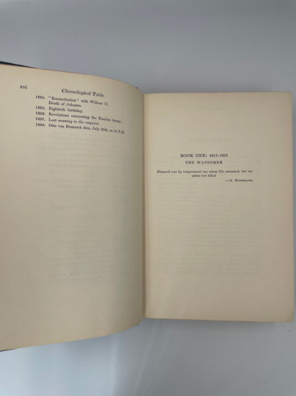 Open pages of "Bismarck the Story of a Fighter’" by Emil Ludwig, 1928 Edition