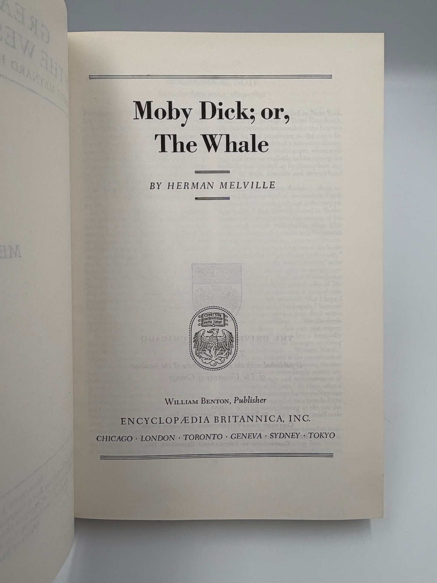 Title page from ‘Moby-Dick; or, The Whale’ by Herman Melville.