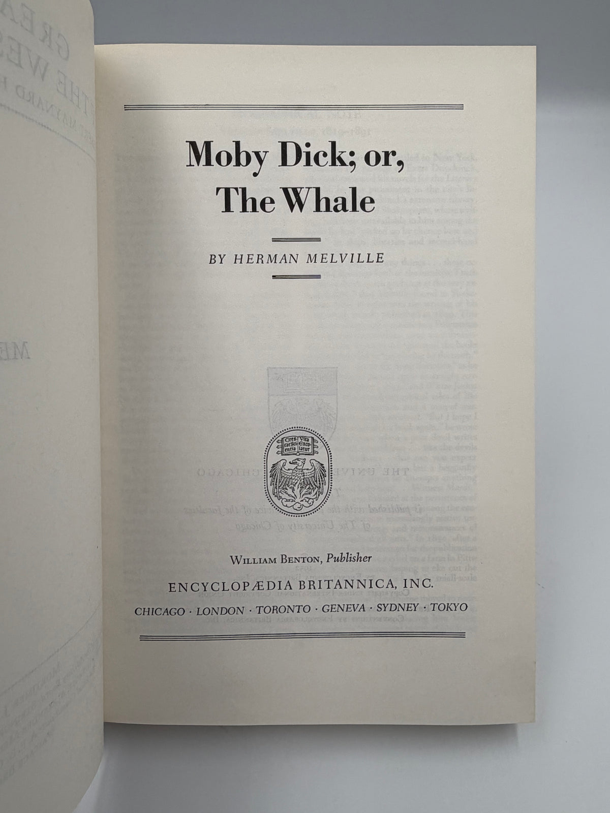 Title page from ‘Moby-Dick; or, The Whale’ by Herman Melville.