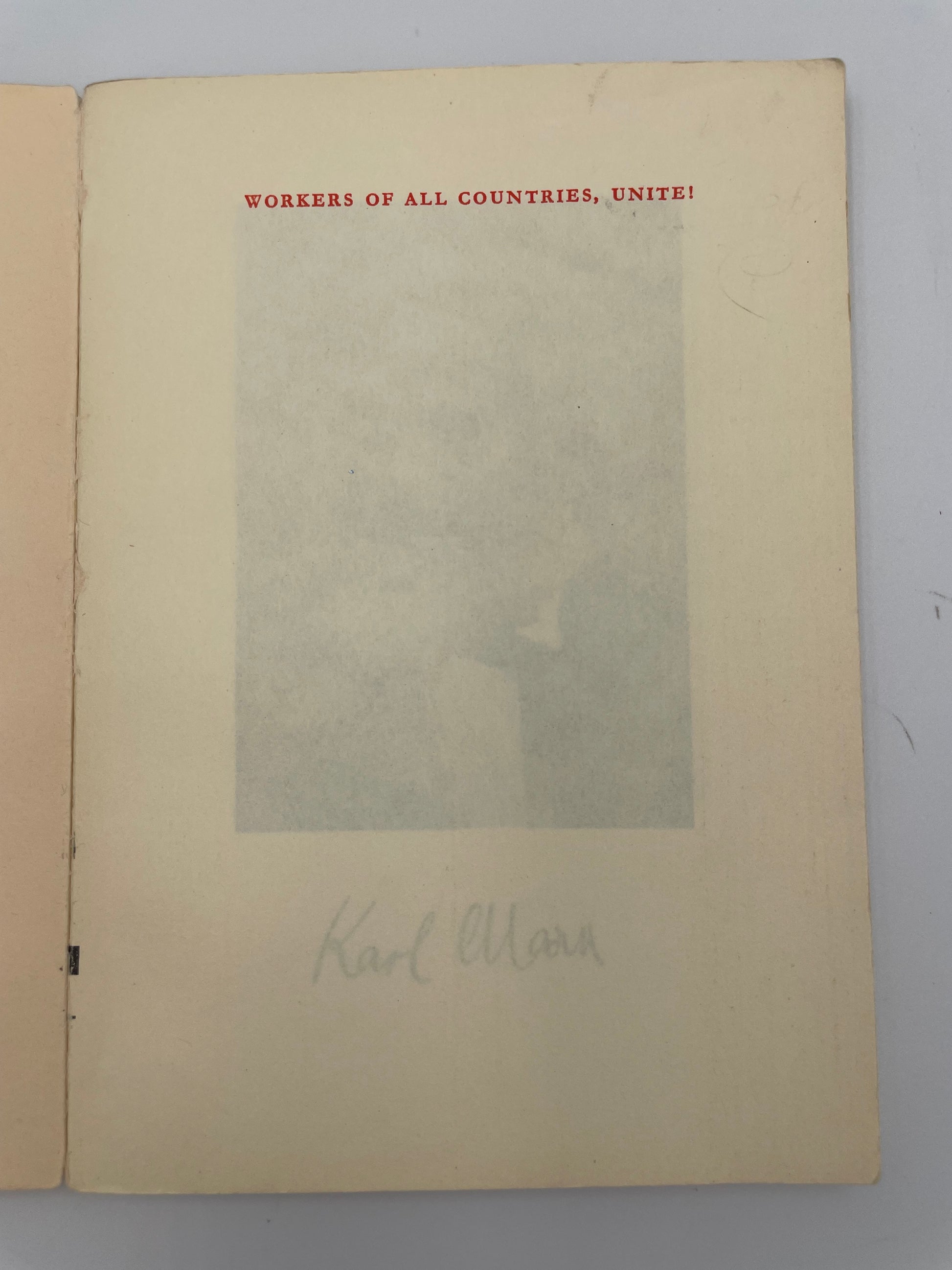 Inside page of Manifesto of the Communist Party by Karl Marx and Frederick Engels