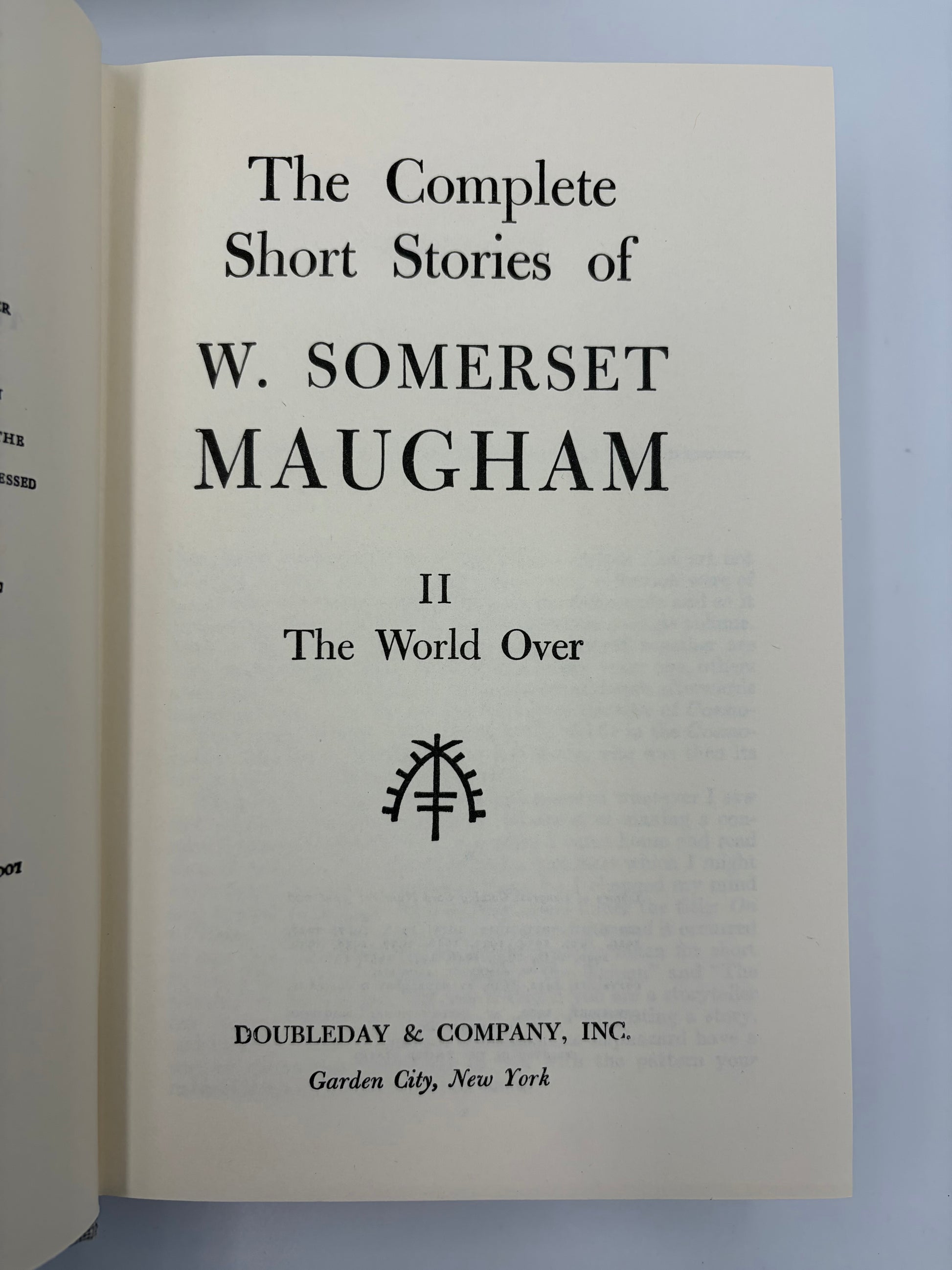 Title page of 'The Complete Short Stories of W. Somerset Maugham' Volume 2,  by Doubleday & Company, Inc.