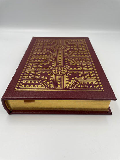 Angled view of cover and base edge with gilt of "Lady Chatterley's Lover" by D.H.Lawrence (Easton Press 2005 edition) 