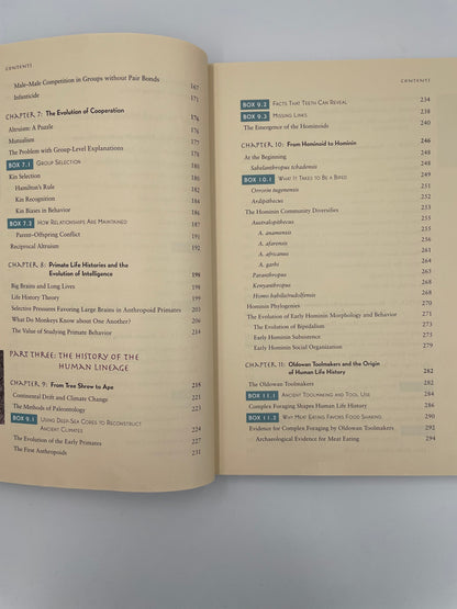 Table of contents page 4 and 5 of ‘How Humans Evolved’ by Robert Boyd & Joan B. Silk.