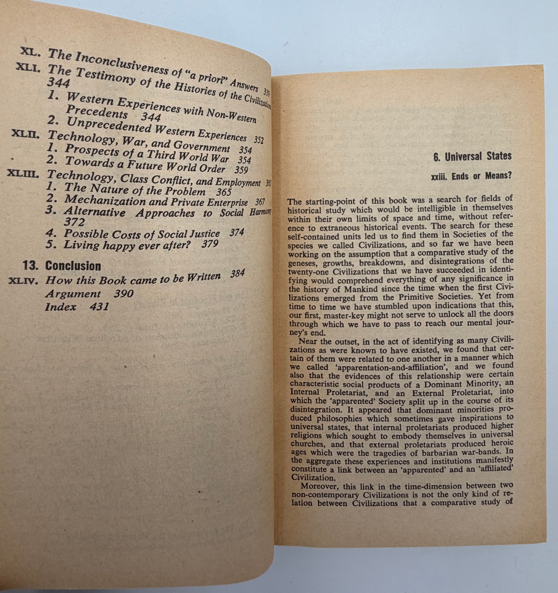 Introduction page of volume two from ‘A Study of History’ by Arnold J.Toynbee - 2 Volume Abridged Set