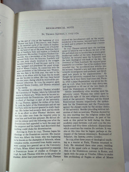 Biographical note from "The Summa Theologica" of Saint Thomas Aquinas (2 Volume set) by Encyclopedia Britannica, 1952 