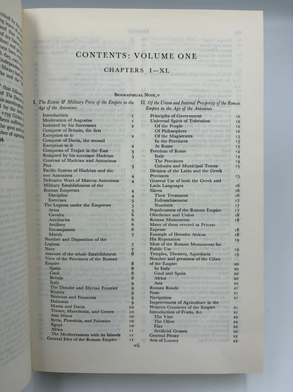 Table of contents page from Volume 1  from 'The Decline and Fall of the Roman Empire' 
