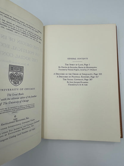 Copyright info pages from "Montesquieu. Rousseau". (Britannica: Great Books of the Western World)
