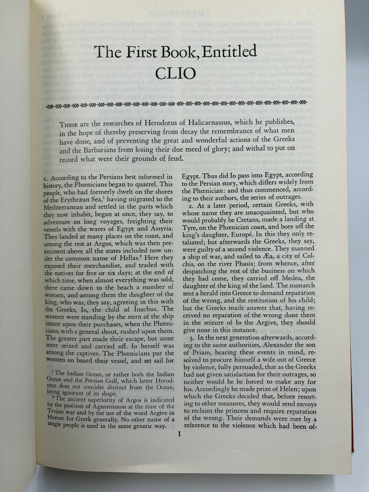 Page 1 from 'The History of Herodotus and The History of the Peloponnesian War'. 